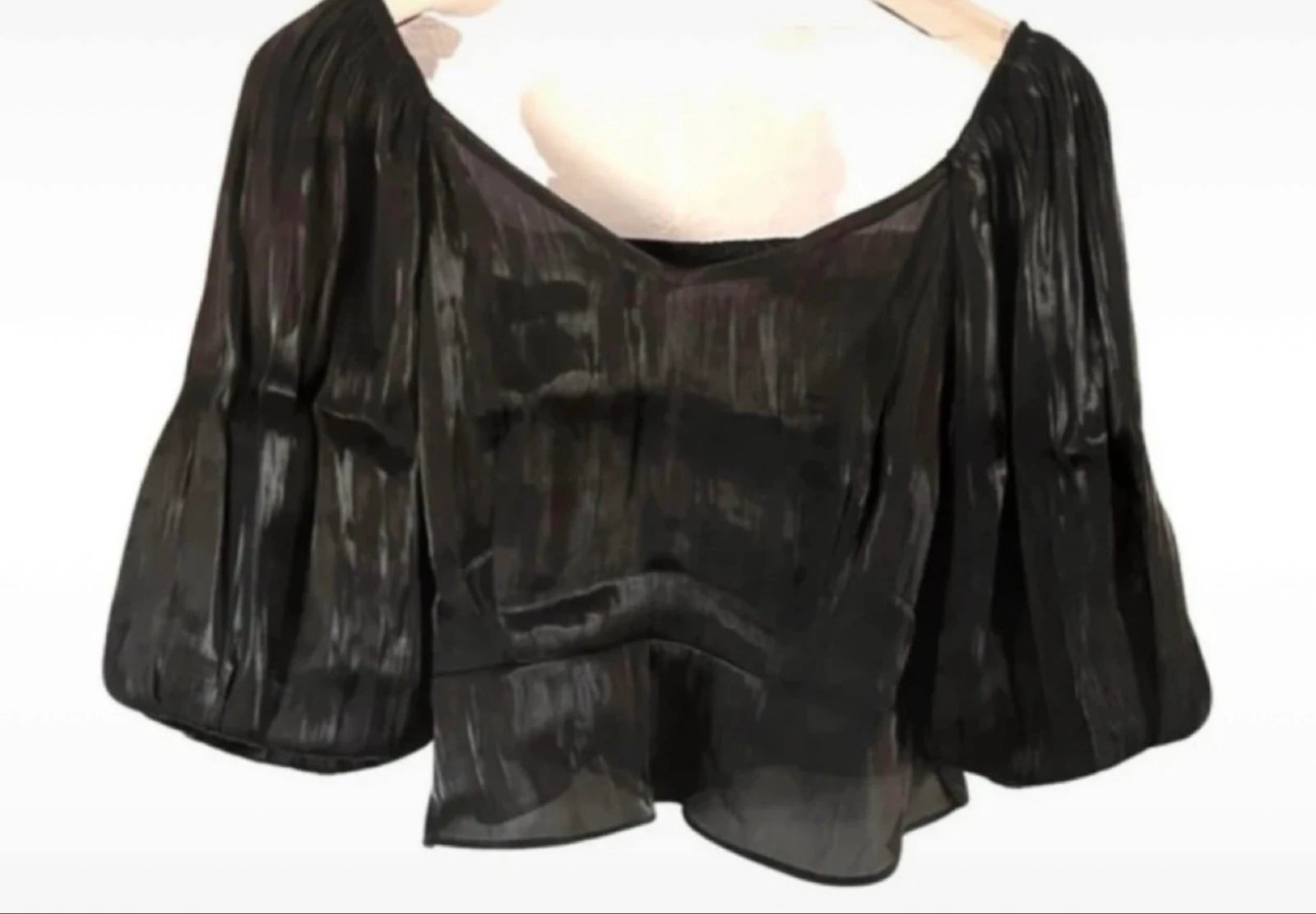 Pieces zwarte blouse met pofmouwen maat M – photo 5